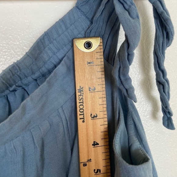 BCBG Max Azria Women's Tunic Top Size L Color Blue Gauze Ruffle Sleeveless - Picture 6 of 9